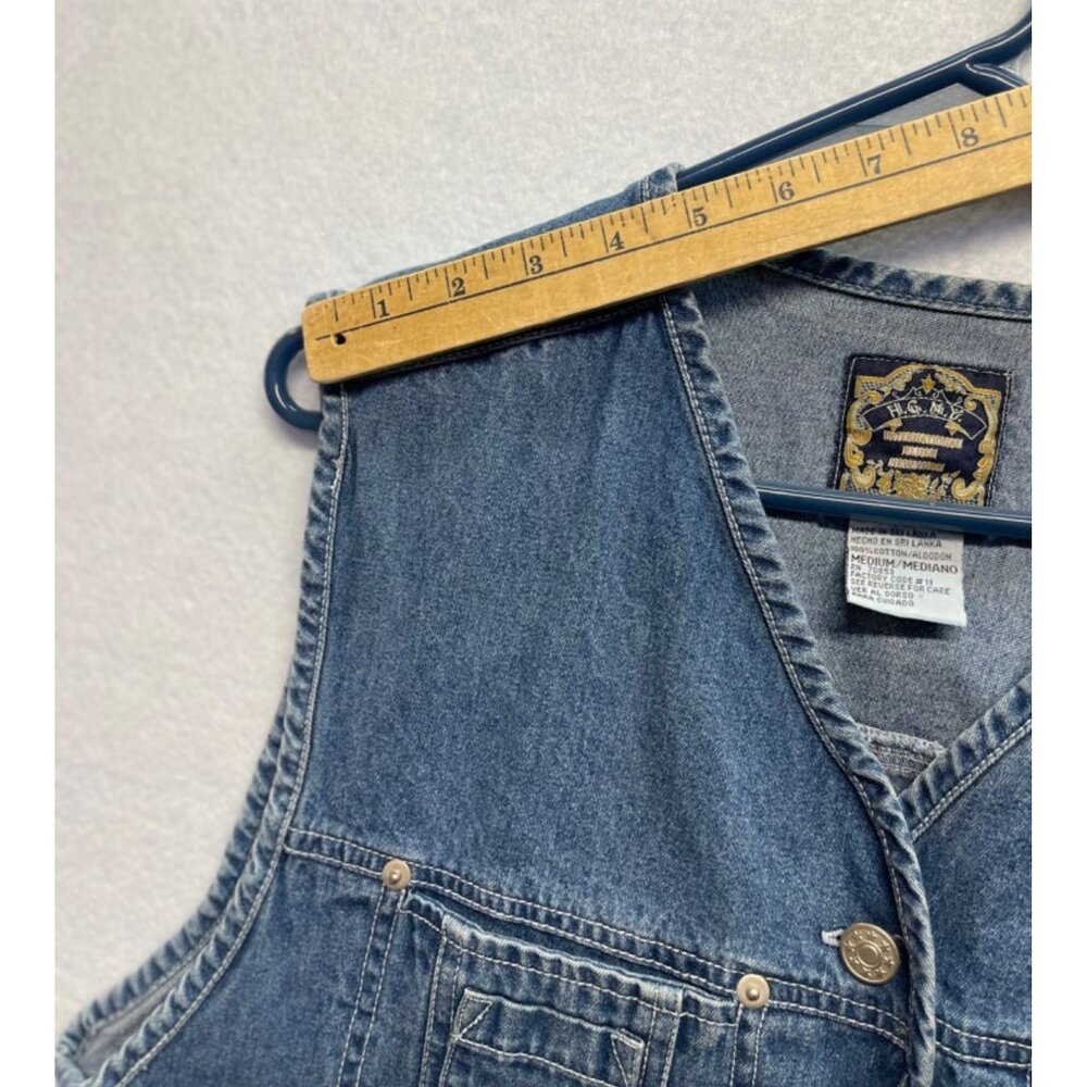 Vintage HGNY International Blues Denim Vest Size Medium - Picture 10 of 11